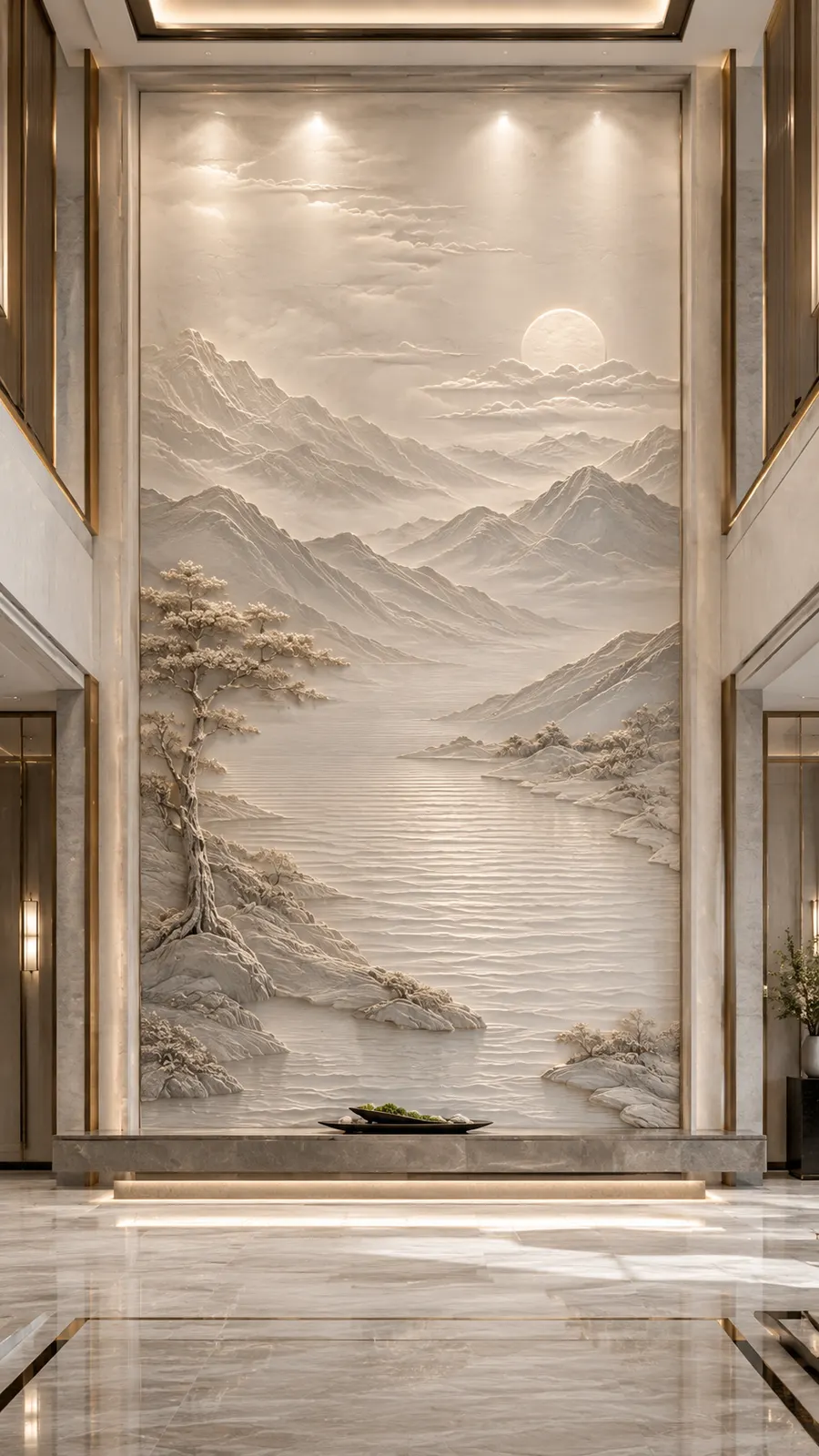 云涌长风，海潮波纹浮雕空间效果参考