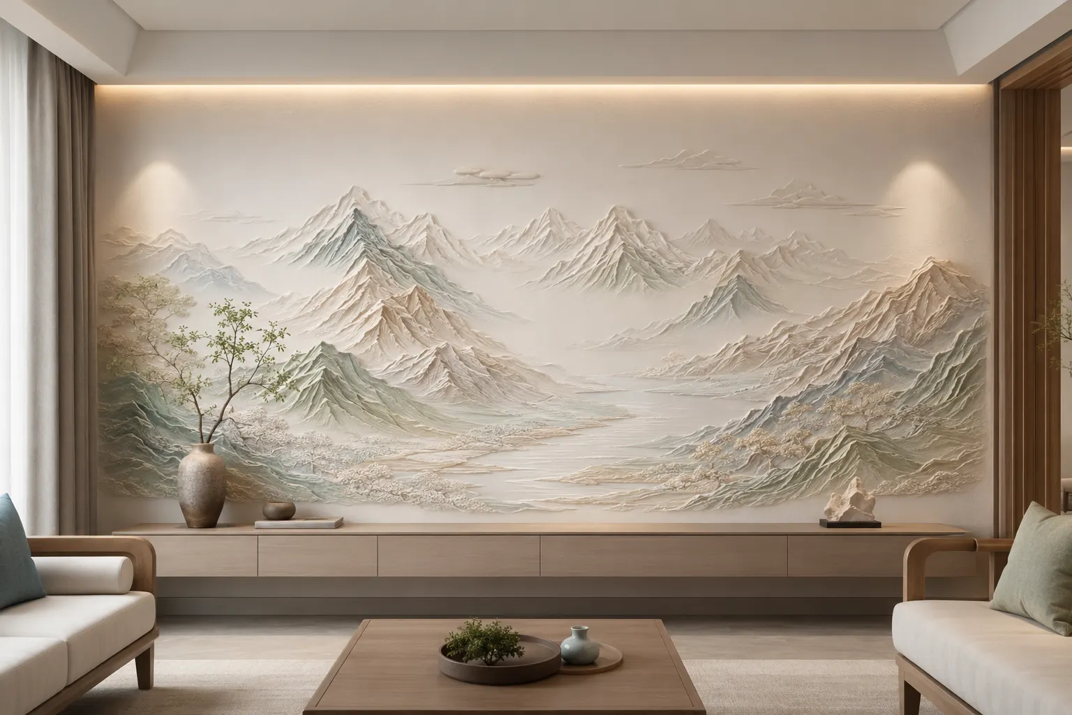 千峰入境 · 03，山水意境浮雕空间效果参考
