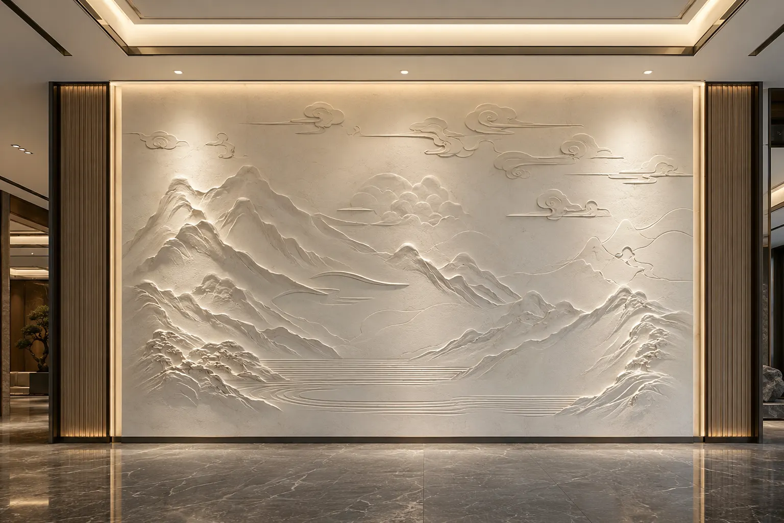 烟岚入画 · 04，山水意境浮雕空间效果参考