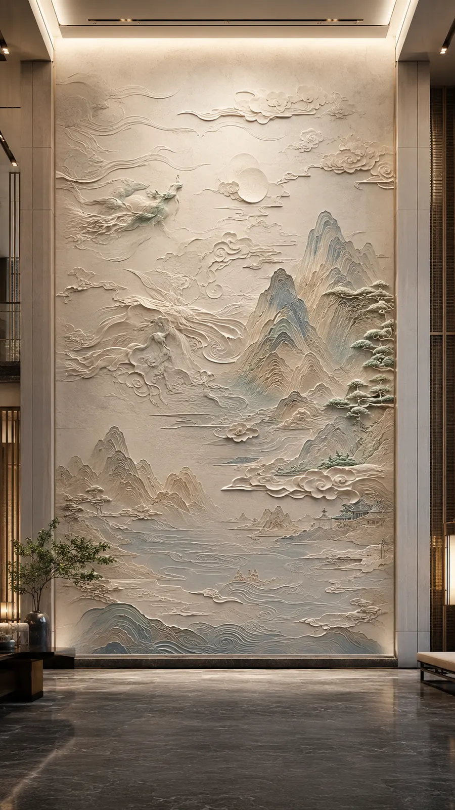 空山新雨 · 02，山水意境浮雕空间效果参考