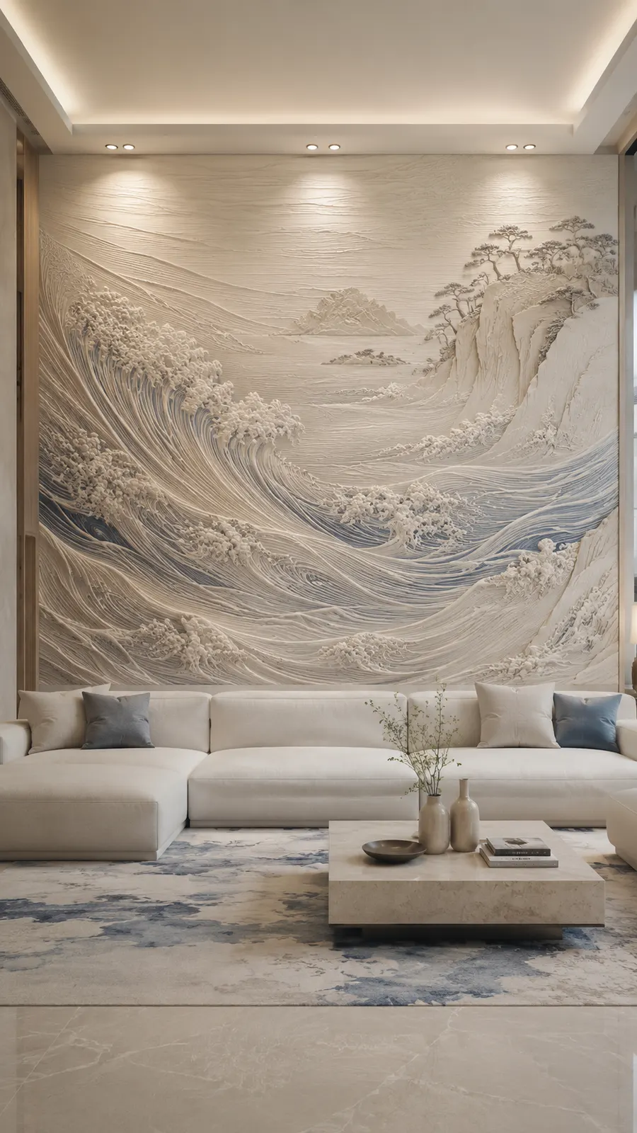 千里江潮 · 03，海潮波纹浮雕空间效果参考