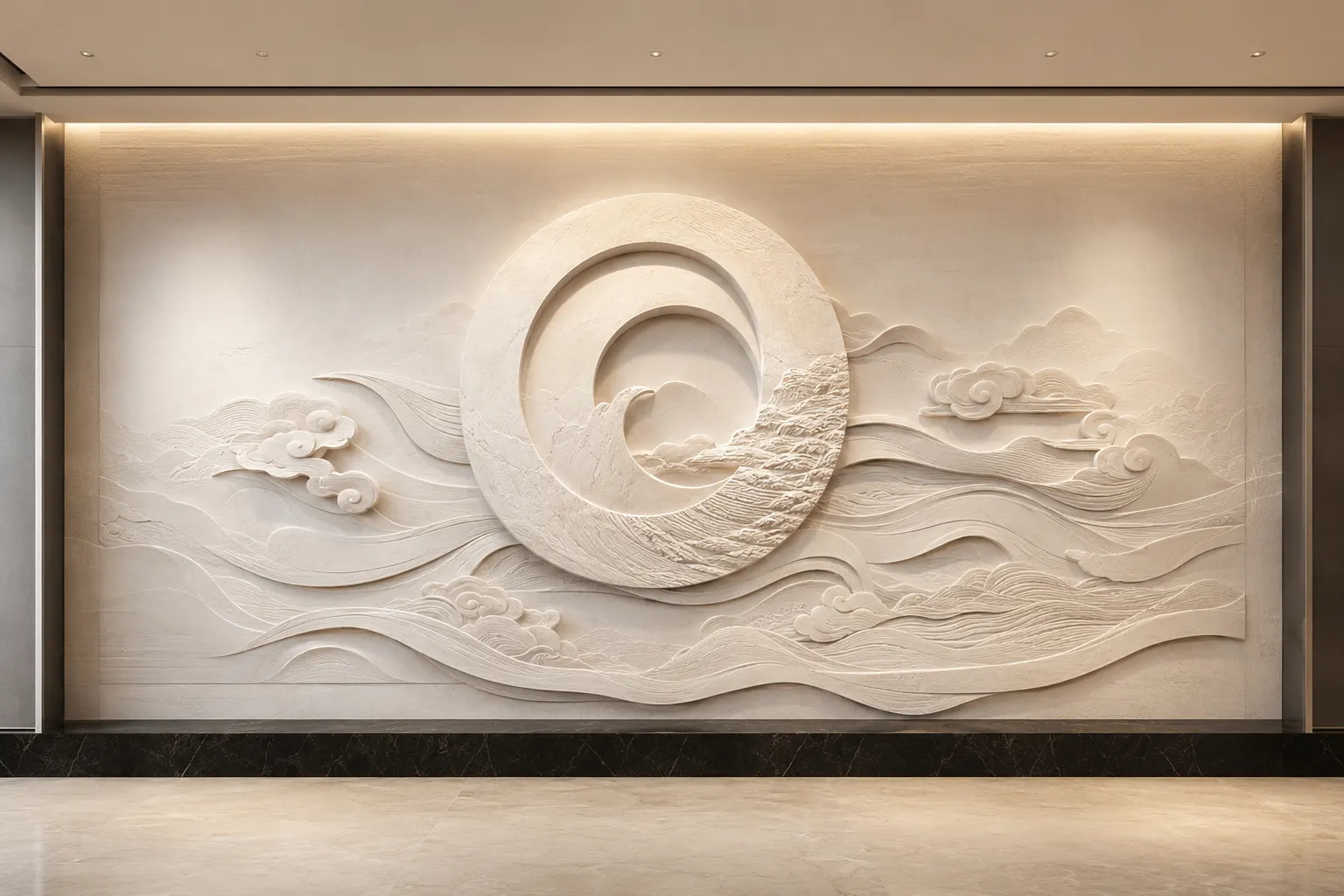 云涌长风 · 03，海潮波纹浮雕空间效果参考