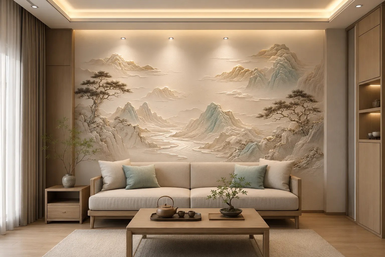 山月照庭 · 03，山水意境浮雕空间效果参考