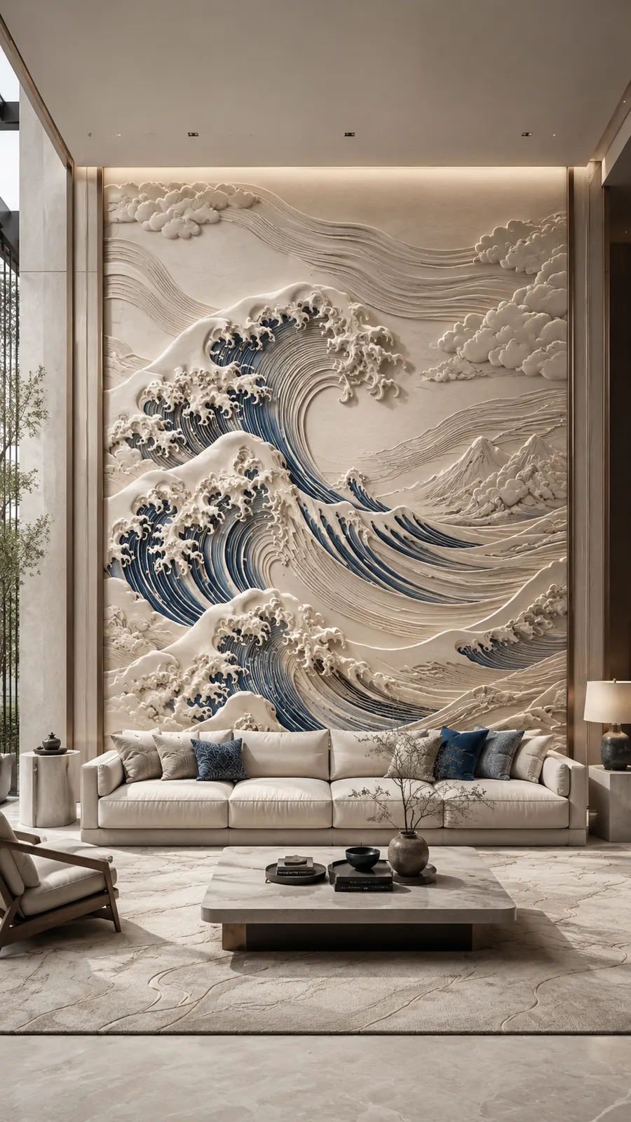 云水相生 · 03，海潮波纹浮雕空间效果参考