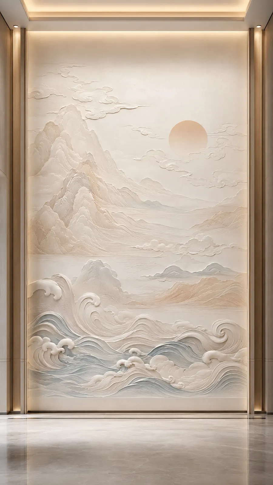 潮痕入境 · 02，海潮波纹浮雕空间效果参考